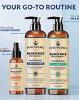 Rosemary Black Rice Water Hair Growth System Kit - Shampoo, Conditioner and Leave-in Serum