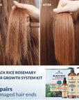 Rosemary Black Rice Water Hair Growth System Kit - Shampoo, Conditioner and Leave-in Serum