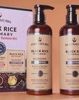 Rosemary Black Rice Water Hair Growth System Kit - Shampoo, Conditioner and Leave-in Serum