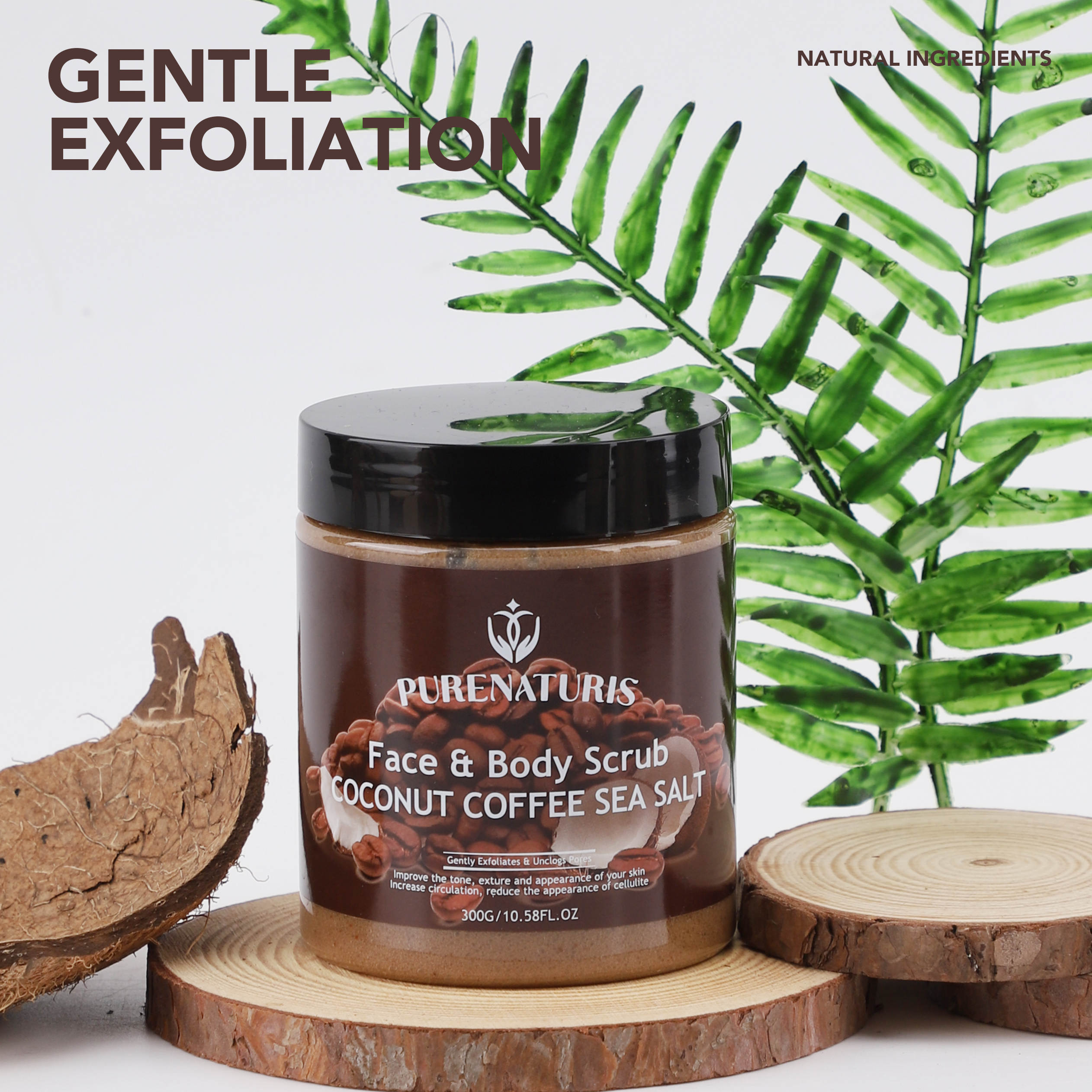 Organic Coconut Coffee Sea Salt Face and Body Scrub 10.58 oz