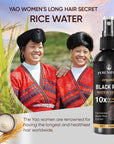 Natural Black Rice Water Hair Growth Spray For Women and Men  with Castor Oil Ginger