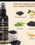 Natural Black Rice Water Hair Growth Spray For Women and Men  with Castor Oil Ginger